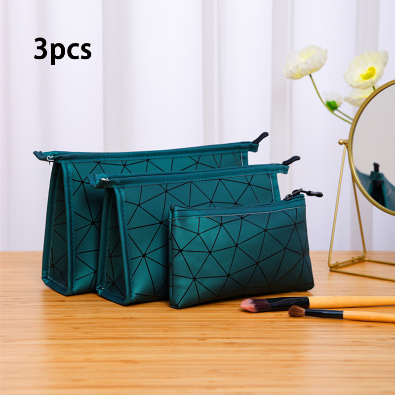 A Set Of 3 Diamond-shaped Bags, Zipper Makeup Pouches, Portable Toiletry Storage Bags, Essential Additions For Travel And Vacations