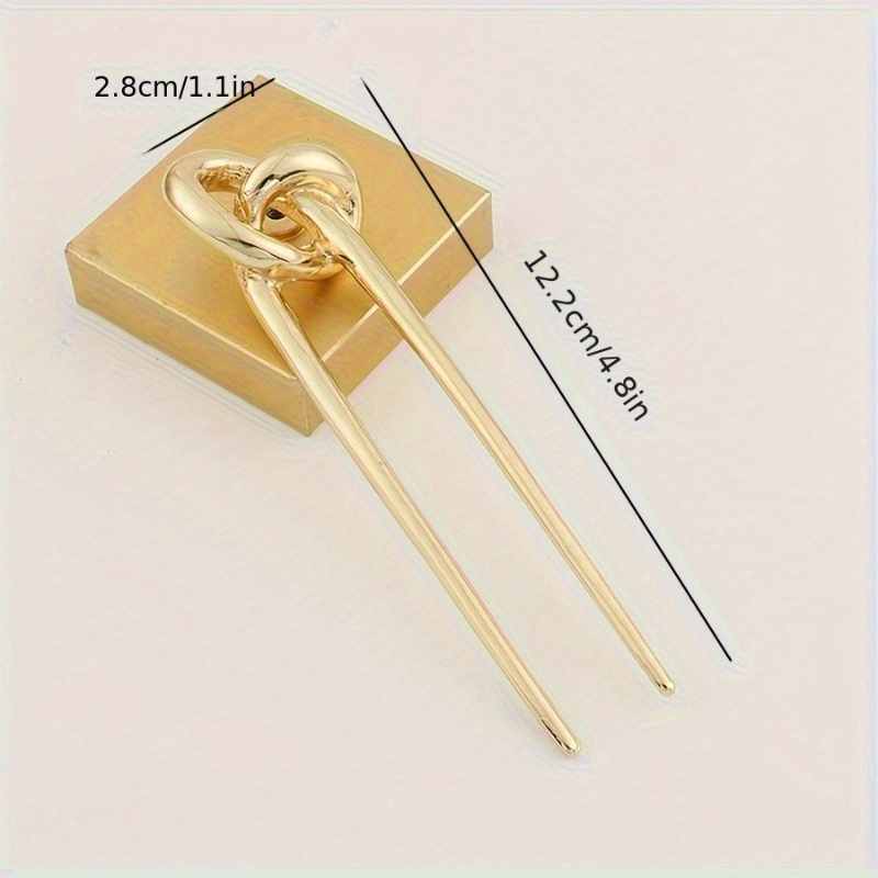 new minimalist metal hairpin with a knotted design   european and   featuring a chinese knot symbolizing love Product details 3