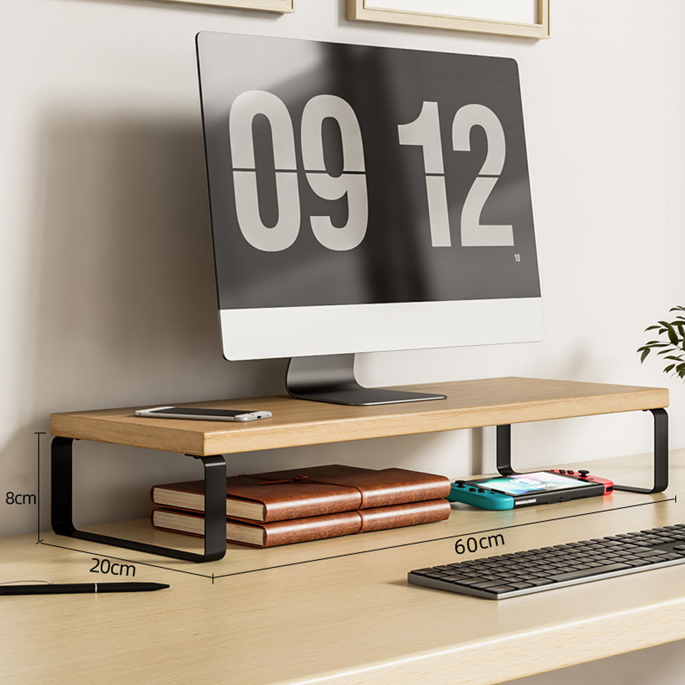 Image of 1pc Monitor Stand 60cm Laptop Monitor Stand, Wooden Computer Desk Monitor Stand With Storage, Desktop Booster Stand For Home And Office Use, Laptop Stand. Office Supplies Organizer Supplies