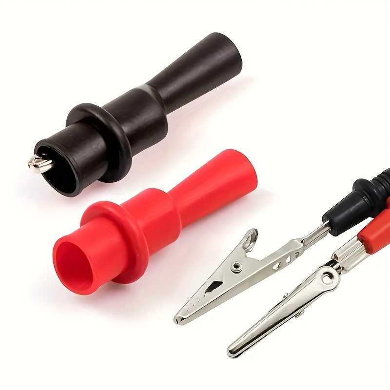 Alternative view of Pinza de prueba de cocodrilo y caimán para multímetro, pinza de prueba - Rojo y Negro, PVC aislado, chapado…
