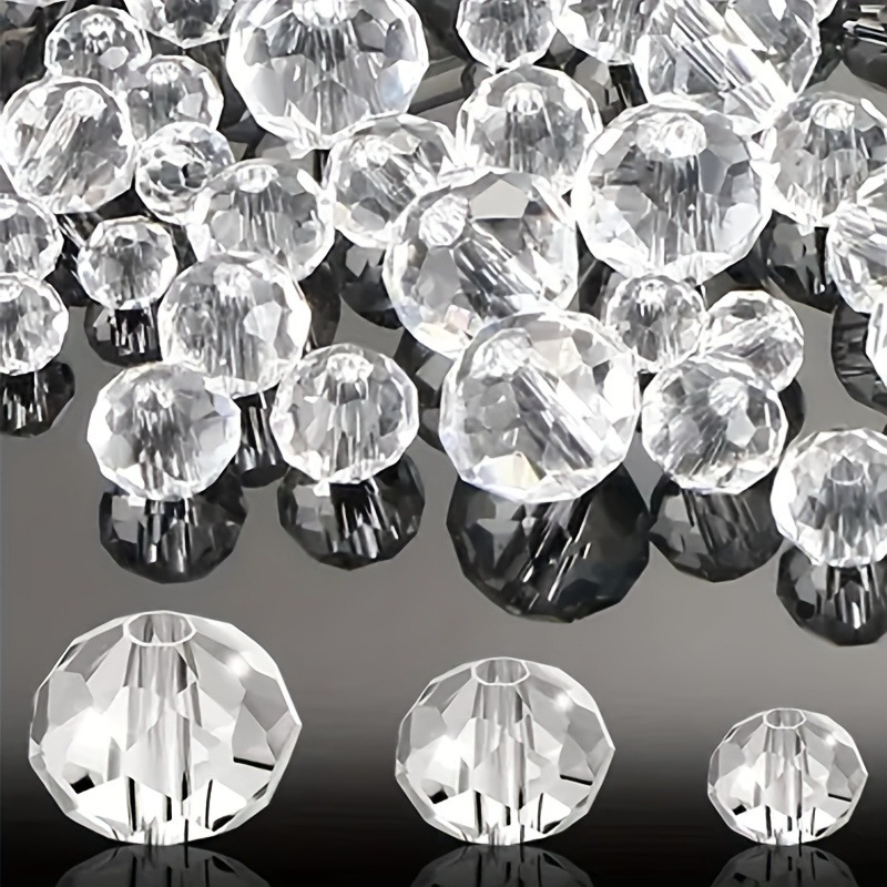 TEMU 3/ 4/ 6/ 8mm 1200/ 1200/ 800/ 650pcs Transparent White Austria Artificial Artificial Artificial Crystal Beads Loose Beads Jewelry Making Diy