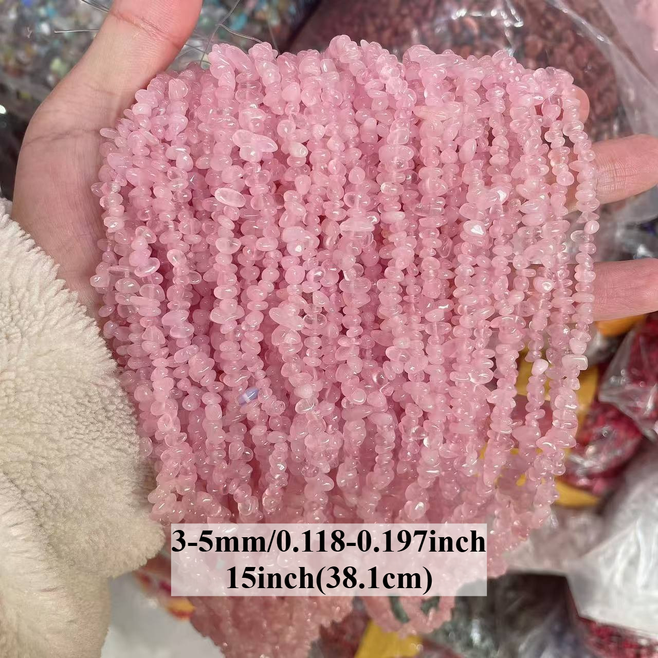 E-shop 3-5 mm 15 Zoll Natürliche Unregelmäßige Rosenquarz-Steinperlen Natürliche Kristall-Loseperlen für Schmuckherstellung DIY Halskette Armband