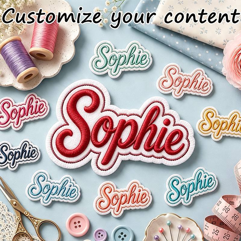 TEMU Custom Embroidered Name Tags, Heat-& Sew-on Letter Badges, Personalized Names, Initials& Abbreviation Customization, High-grade Fade-resistant