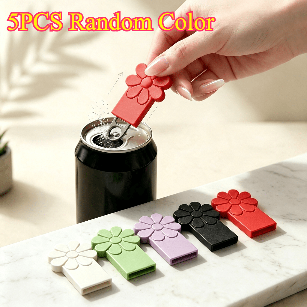 TEMU 5pcs Random Bottle Opener, Soda Can Opener, Cute Floral Pull-ring Helper, Effortless Can Opening Tool, Decorative Portable Opener Accessory