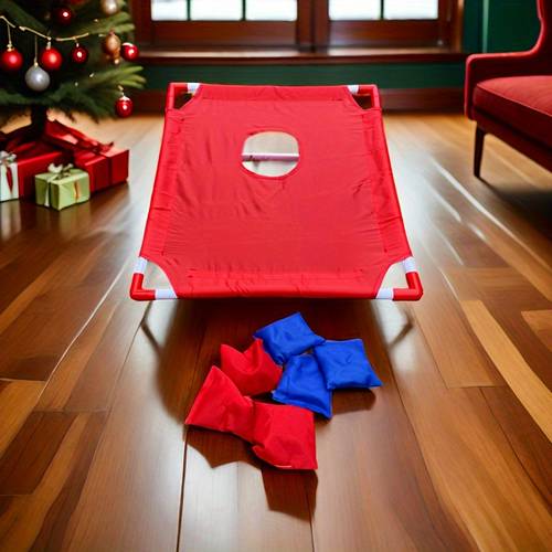 portable bean bag game throwing set outdoor corn hole game set foldable and easy to carry outdoor corn hole game set with 6 sandbags suitable for family outdoor rest games parent child interaction and holiday gifts without battery