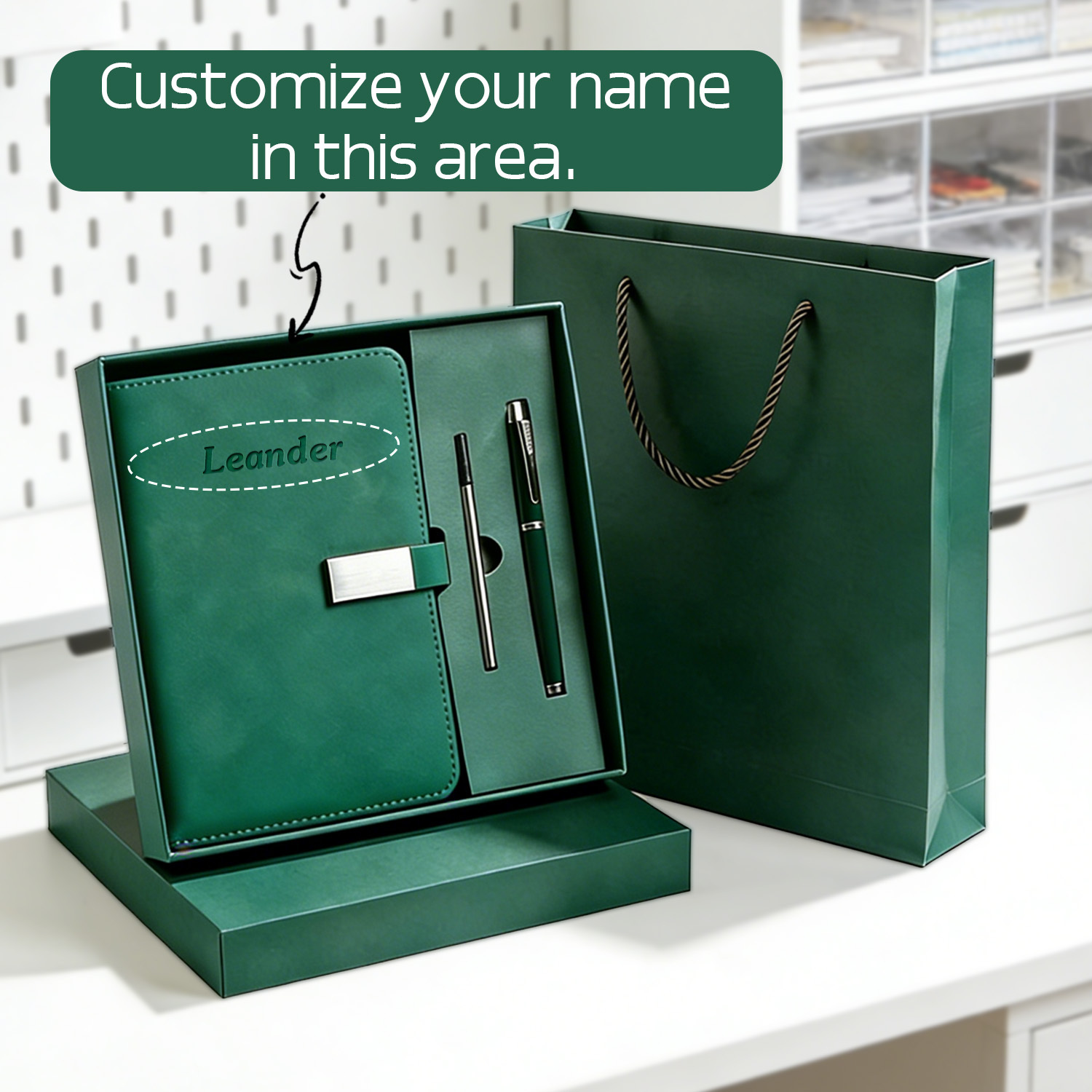 TEMU 1 Set Custom A5 Notebook Gift Box Set | Includes Metal Pen | Name/logo Engraving | | School Supplies | Back-to-school Gift | Mother's Day Gift |