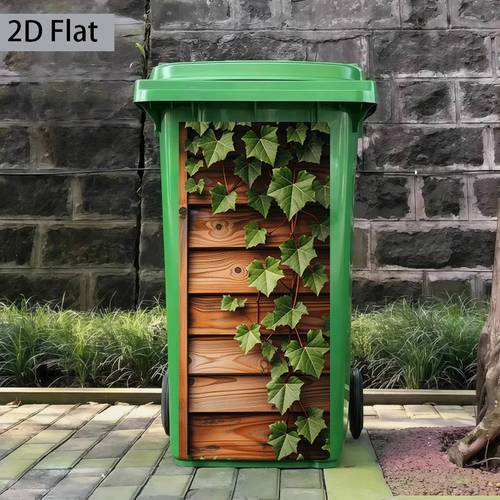 2d flat printing 1pc trash can sticker 37 82cm green vine climbing wall theme design self wall decal wallpaper for kitchen trash can decoration suitable for trash cans decor 2d flat
