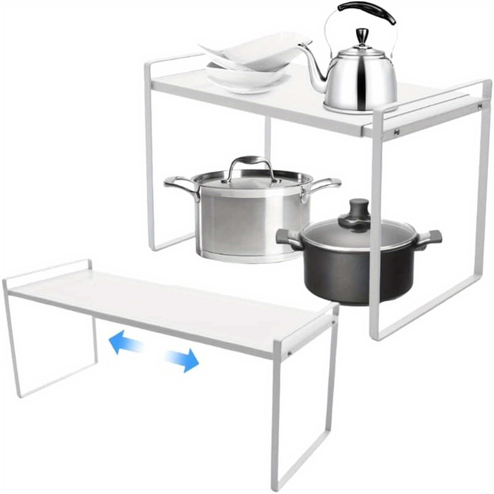 TEMU Estante de cocina extensible para gabinete, de estante extensible rectangular, organizador de encimera que que los artículos se caigan,