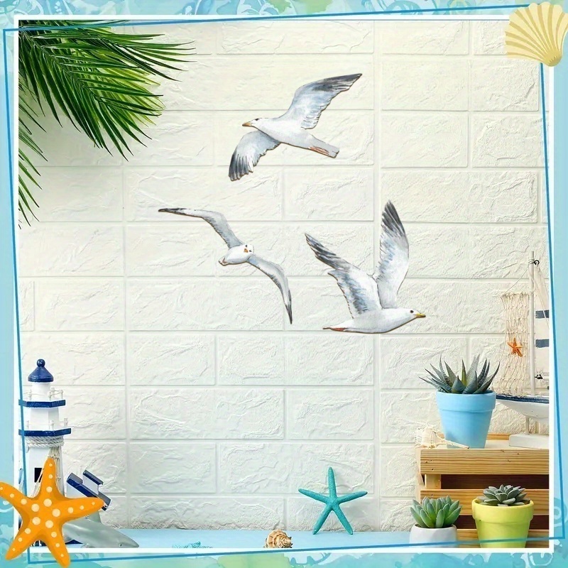 E-shop 3 Stück Möwe Metall Wandkunst Fliegender Vogel Eisen Dekor, Geeignet für Wohnzimmer, Schlafzimmer, Café, Studio Wanddekoration