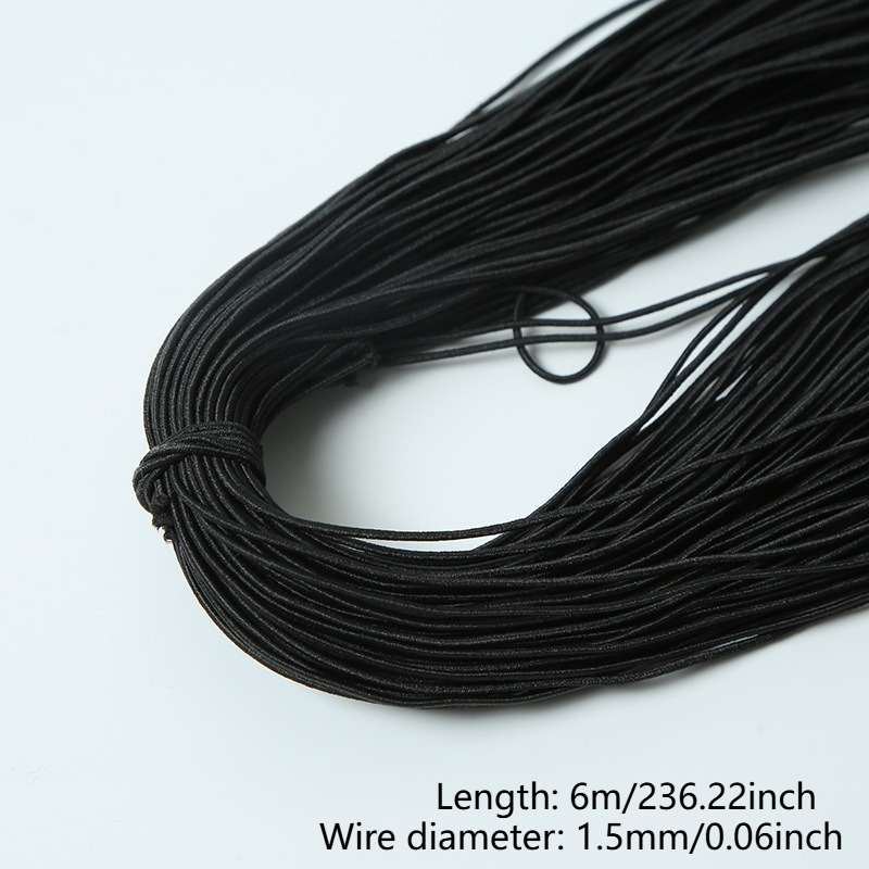 1 Roll 6m/236.22inch Thick Elastic Cord 1.5mm Thick Rubber Band Bulk Multiple Bright And Suitable For Diy Crafts, Jewelry Making, Beading, Hair Accessories