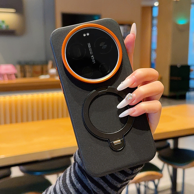 TEMU Phone Case: Synthetic Leather Golden Armor Magnetic Rotating Stand Phone Case, Suitable For Xiaomi 17 Ultra