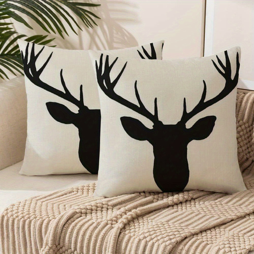 

2pcs Contemporary Deer Silhouette Throw Pillow Covers, Short Plush Polyester Cushion Cases, Multiple Sizes, Zippered, Machine Washable, For Sofa, Living Room, Outdoor Decor