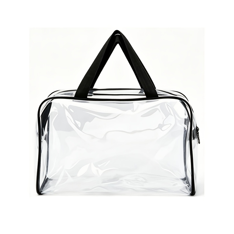 1pc of large capacity transparent plastic storage bag   with a sturdy zipper pull and handle suitable for travel items clothing toiletries and     and storage needs the   allows for easy