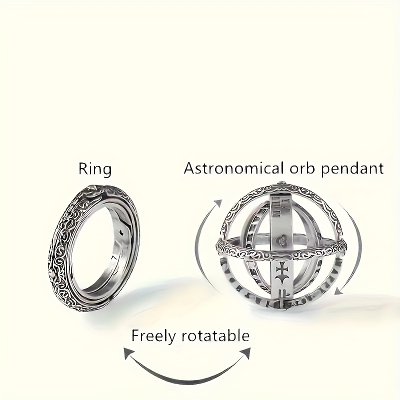a collapsible   themed spherical ring versatile jewelry featuring retractable planet and star pendants   everyday   men or for as   for astronomy lovers Product details 2