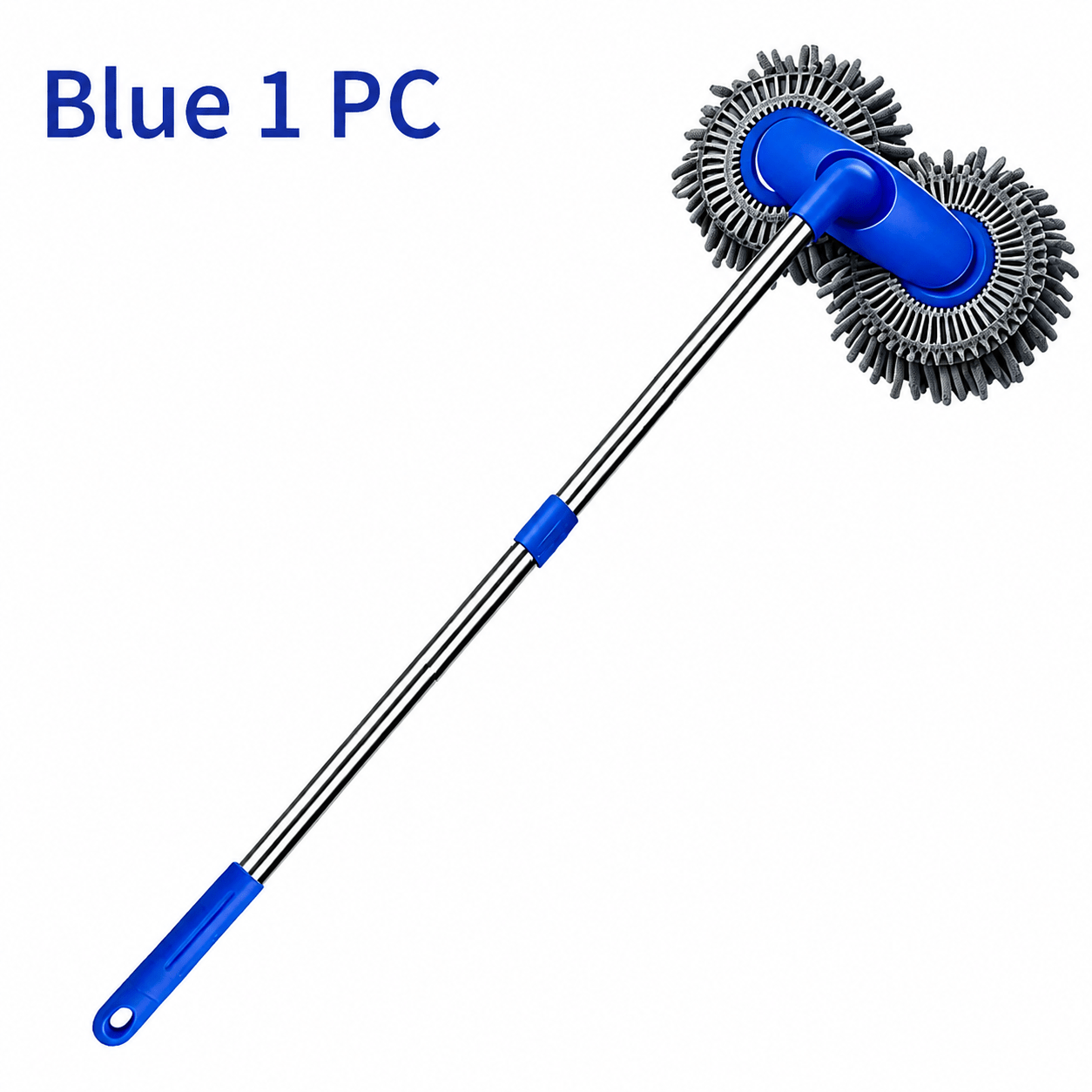 TEMU Blue 360Â° Rotatable Dual-head Car Wash Cleaning Brush, Long Handle Assembly, Stain Removal Safe For Paint, Suitable For Cars, Suvs, Trucks, Rvs,