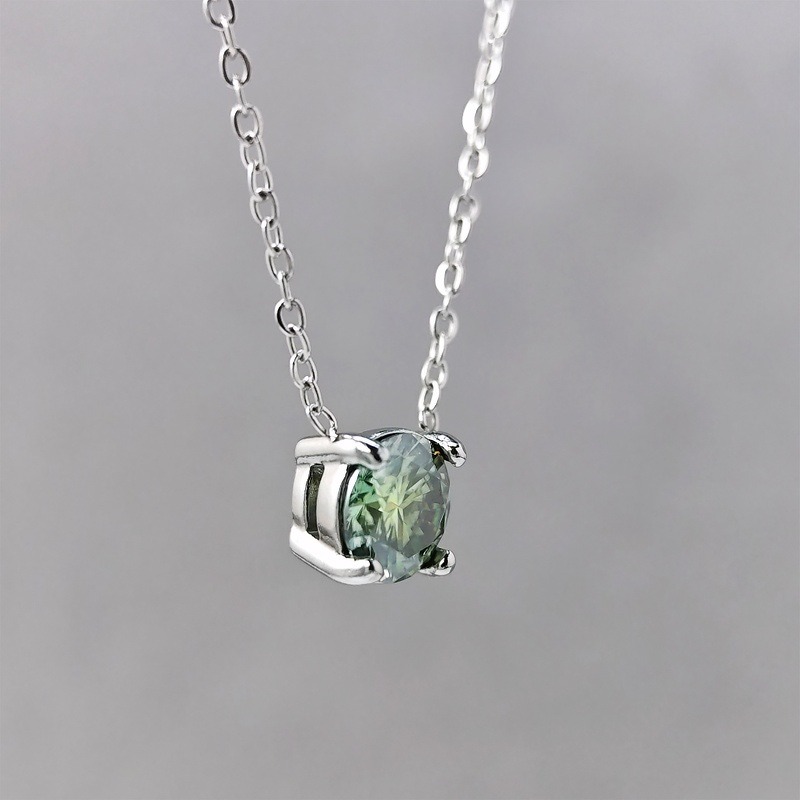 1.0 Carat Green Moissanite Pendant Necklace