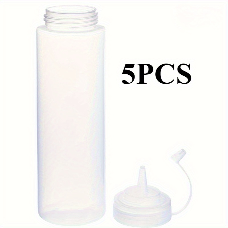 TEMU 5st BPA-Vrije Plastic Knijpflessen met Puntige - Perfect voor Saucijsjes, Dressings en Condimenten, Gemakkelijk Doseren voor Ketchup, Mosterd,
