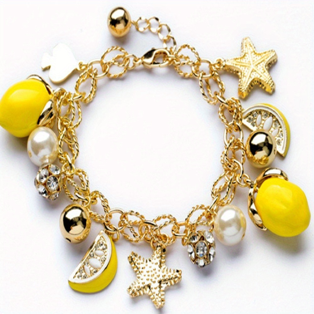 TEMU A Trendy And Women's Pendant Bracelet For 2025, Featuring A Summer Style With A And Starfish Pendant. Ideal For Thanksgiving, Teacher's Day,