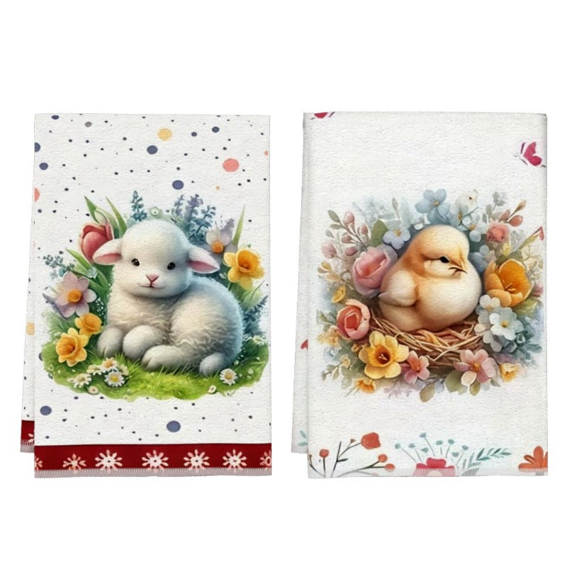 

Easter 2pcs 18*26inchs Rabbit Towel Set Dish Towels Soft And Absorbent Suitable For Decoration Cleaning Kitchen Decoration Home Hand Towels Face Towels Bathroom Home Accessories En