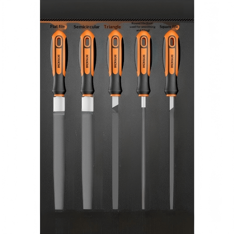 TEMU 12-inch 5pcs Set Metal Sanding Files, High Hardness Triangular Woodworking Files, Small Flat Round Files, Half-round Pliers Files