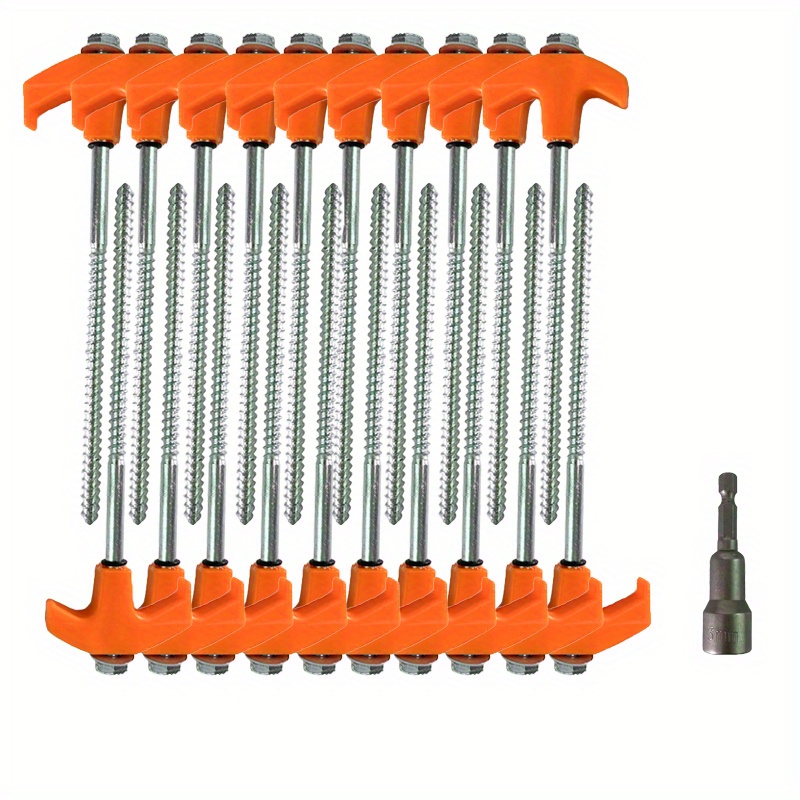 10/20 stück schrauben zum zuhaken von  , aufblasbare heringe, robuste metallheringe, erdanker, zeltpfähle mit gewinde, zeltpfähle mit sechskantkopf und schraubendreher für gartendekoration, geschenk zum geburtstag, vatertag, muttertag