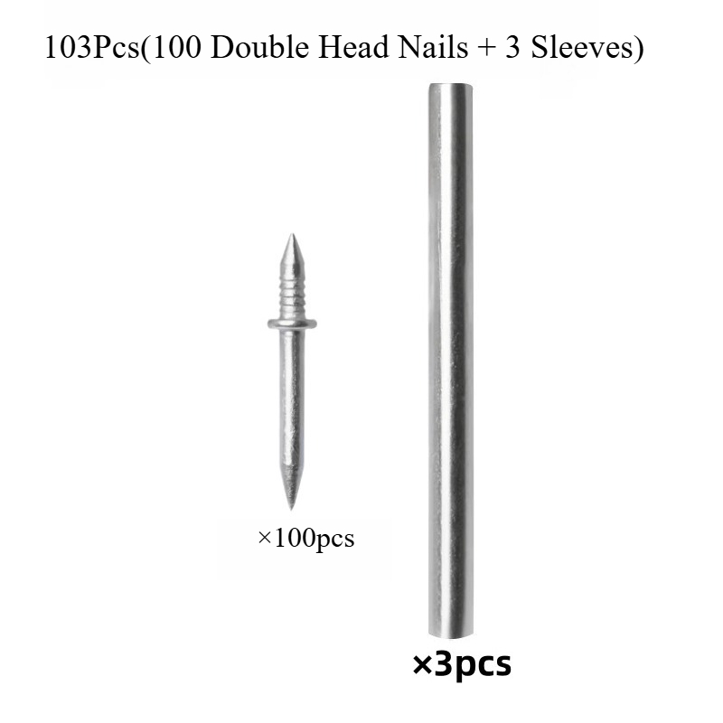 TEMU 103pcs (100 Double Head Nails And 3pcs Sleeves) Double-headed Invisible Nails, Professional High Hardness Anti-deformation Fixing Nails, Hidden