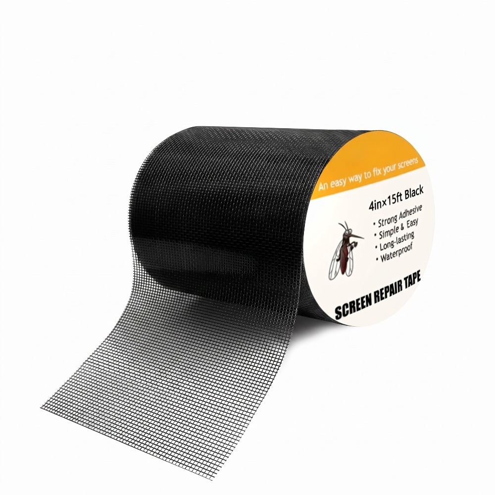 TEMU Ruban de réparation de fenêtre en fibre de verre 4 po X 15 pi, kit de réparation d'écran étanche pour écrans moustiquaires, recouvre