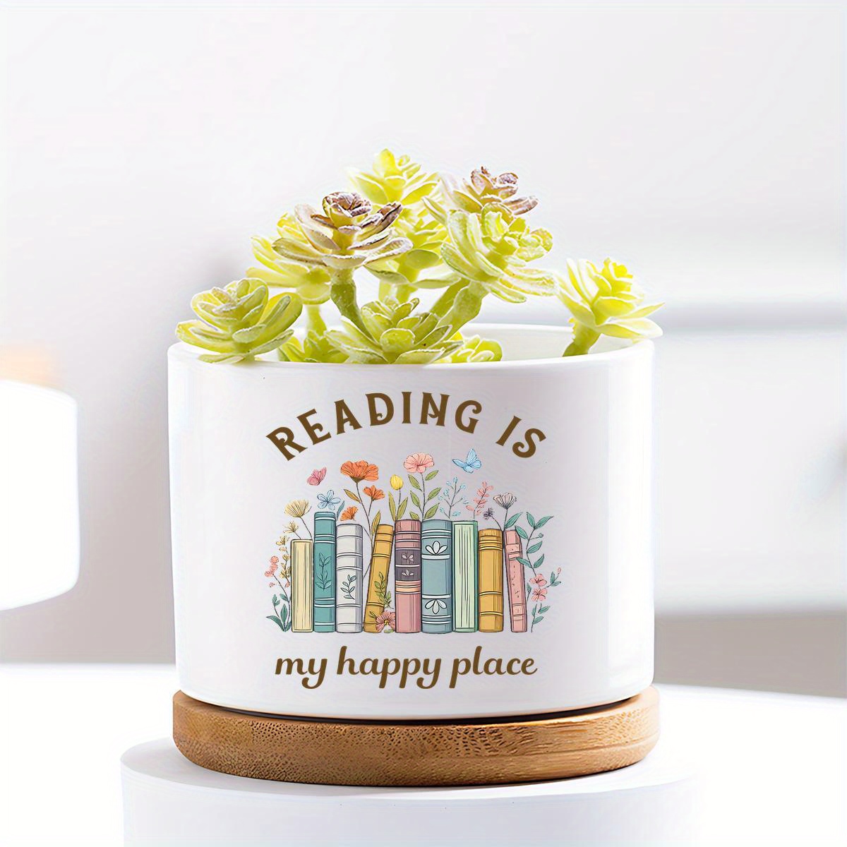 TEMU Cadeau pour de livres, cadeaux pour des plantes pour femmes, cadeau pour club de lecture, pots de fleurs décoratifs, marque-page pour de livres,
