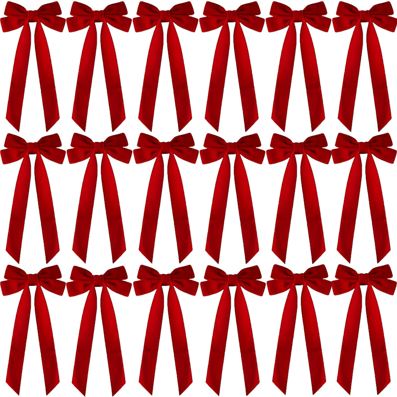 TEMU 18 Fiocchi Natalizi in Velluto - Fiocchi Decorativi in Velluto Lucido, Adatti per Decorazioni Festive, Confezioni Regalo, Artigianato, Ghirlande
