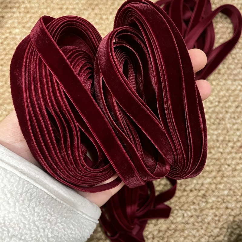 TEMU 185.04 Pollici per Rotolo, Nastro di Velluto Borgogna Esclusivo per Natale - Nastro di Velluto a Largo 10 mm, Elegante Tonalit� Borgogna - per