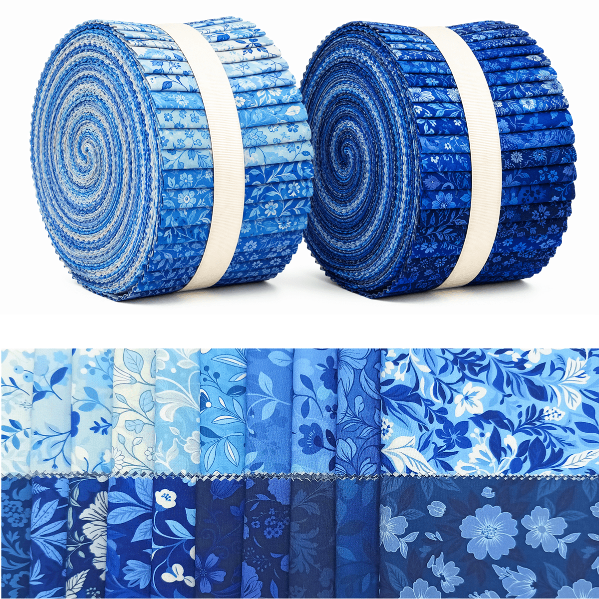 TEMU Lot de 40 carrés de tissu floral bleu prédécoupés pour courtepointe, patchwork et loisirs créatifs - 20 , fil adapté aux blocs de courtepointe,