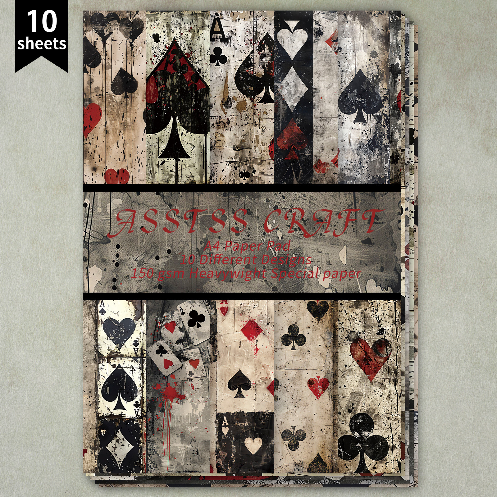 TEMU Asstss 10 Sheets Of A4 Vintage Playing Card Style, Paper Craft Set, Recycled Magazine Journal, Handmade Vintage Magazine And Decorative Paper,