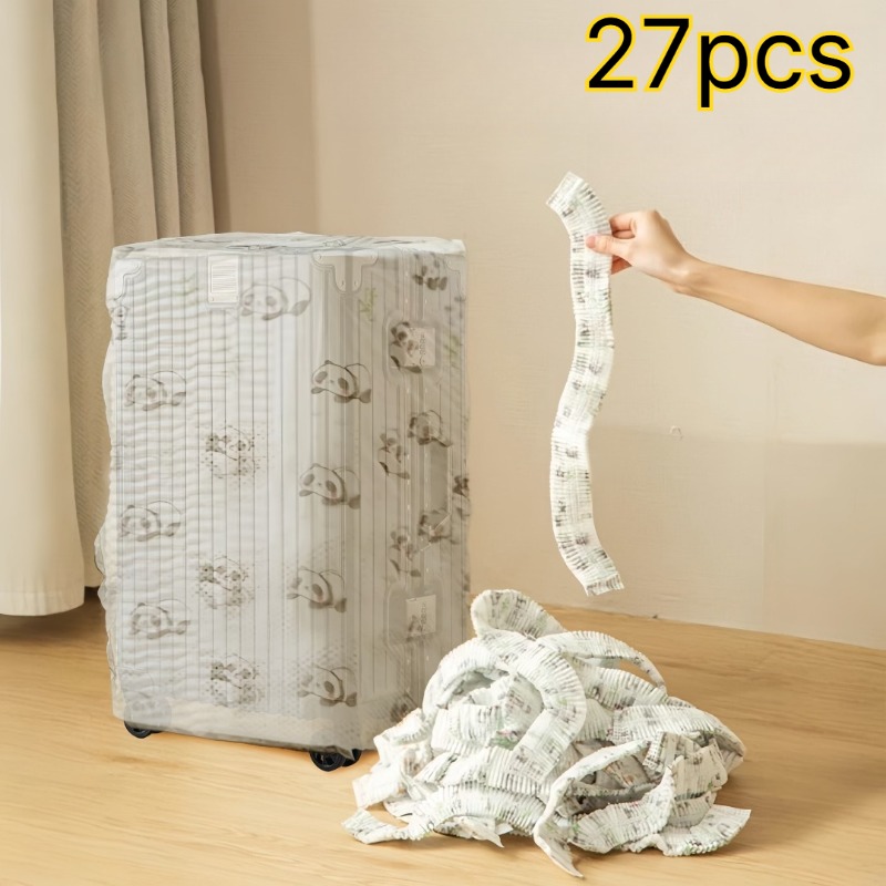 Image of 27pcs Luggage For Dust Covers Universal Full Wrap Disposable Non-woven Fabric Travel Suitcase Protector Against For Dust And Dirt Suitable For Travel Use Fits Suitcases Gear Helper