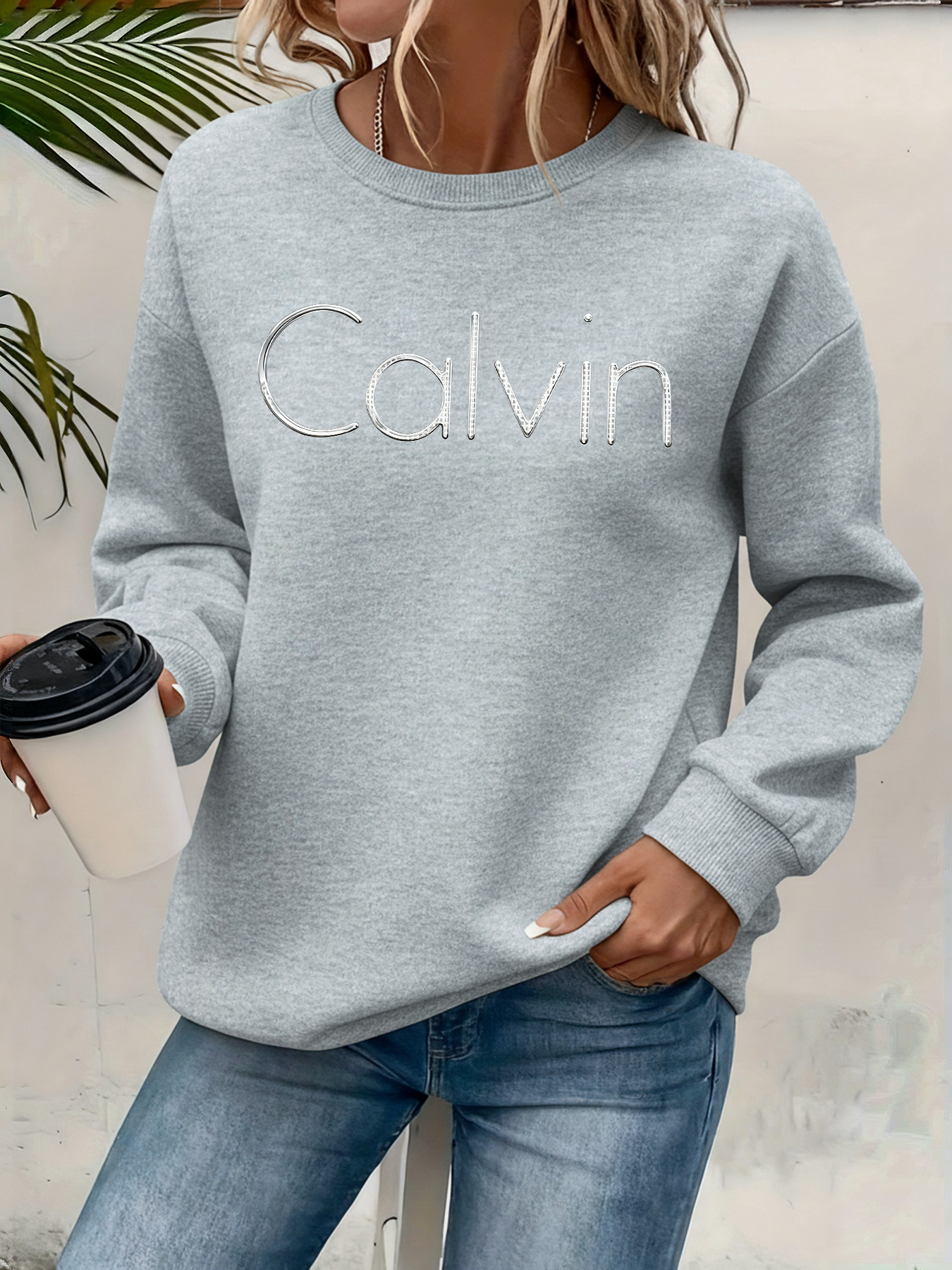 graphic print sweatshirt crew neck casual sweatshirt for winter fall womens clothing
