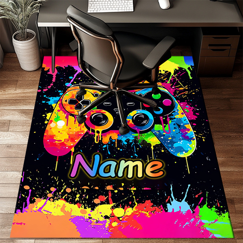 E-shop Eine personalisierte Spielkonroller-Fußmatte mit lebhaftem Farbklecksdesign, für Wohnzimmer, Gaming-Bereiche, Büros und Schlafzimmer. Eine