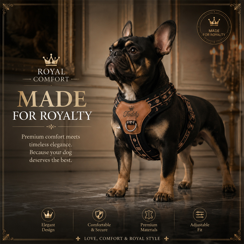 Soft-Lined No-Pull Dog Harness with Personalized Crown Logo