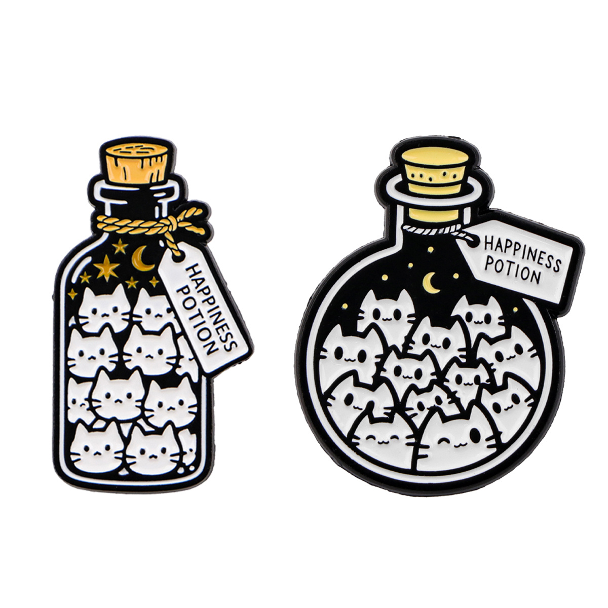 TEMU 2pcs Cute Bottle Cat Lapel Pins Badges Brooch For Clothes Enamel Pins Backpack Accessories Decorative Jewelry Gifts