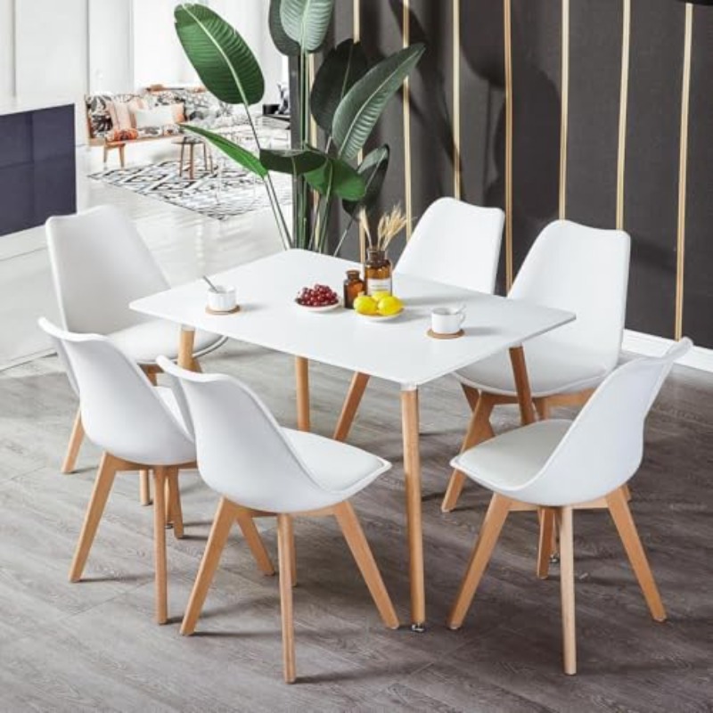Dining Suites/Sets Table with 6 Padded Chairs White