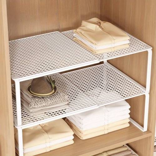 1pc wardrobe rack expandable closet organizer heavy duty metal wardrobe rack height adjustable space saving vertical storage shelf for storing clothes shoes cabinets compatible with wardrobes shoe cabinets closet organizer