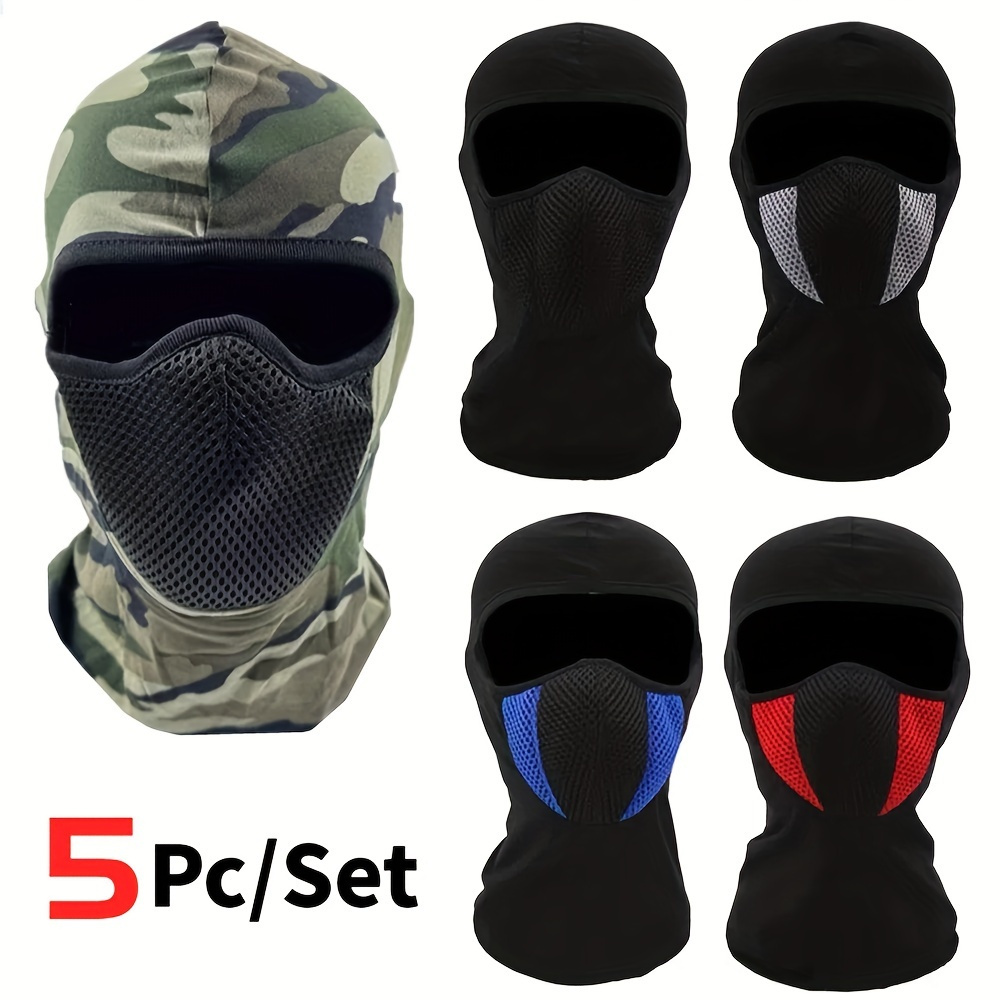 TEMU Set Of 5 Camouflage Balaclavas, Designed For Breathable Full Face And Neck During Outdoor Cycling, Motorcycle Riding, And