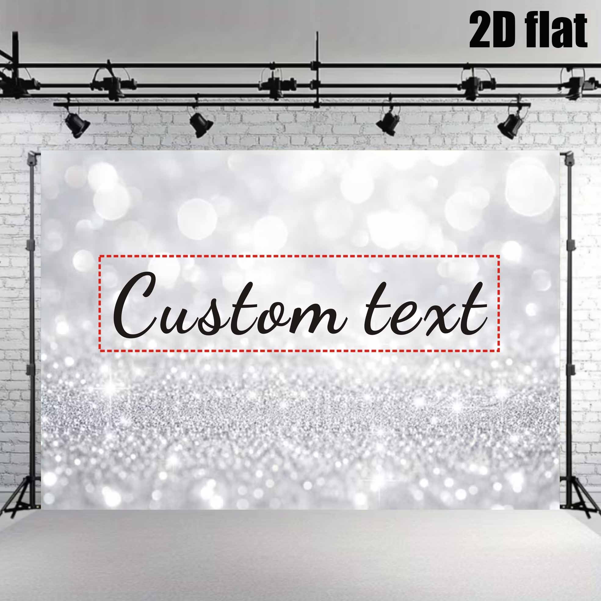 TEMU 2d Flat, 2d Flat - 2d Flat, 2d Flat - 2d Party Flat Banner [customizable] 1pc Personalized Custom Text Silvery Shimmer Background Theme Vinyl
