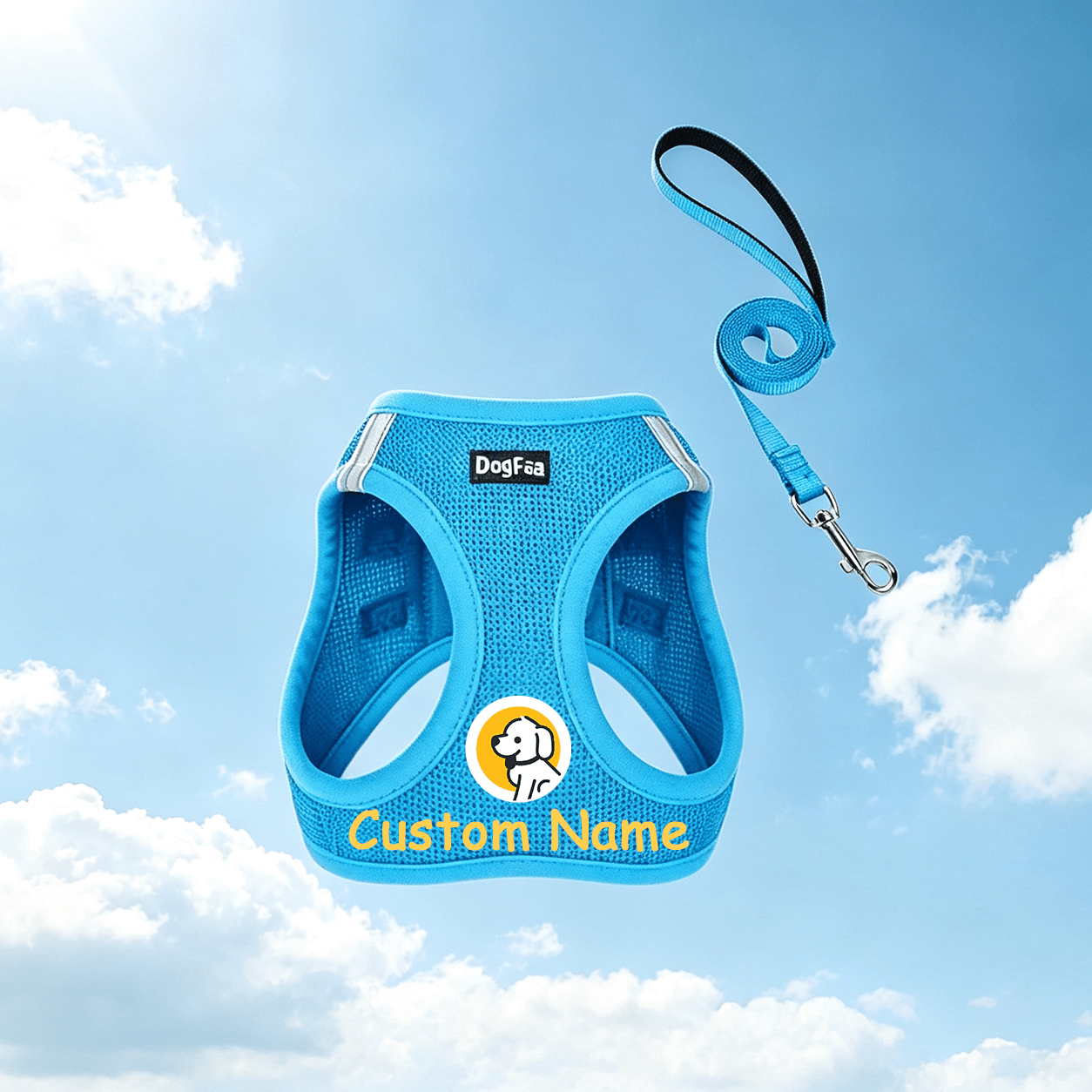 Customizable Name Chest Harness Set for Dogs with Cartoon Pattern