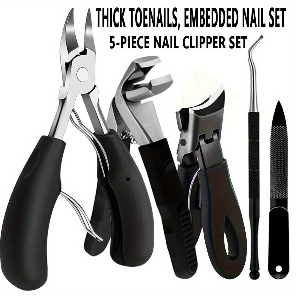 5pcs thick nail clipper set heavy duty podiatrist grade stainless steel blades with easy to grip handle suitable for and thick toes suitable for and thick toes details 1