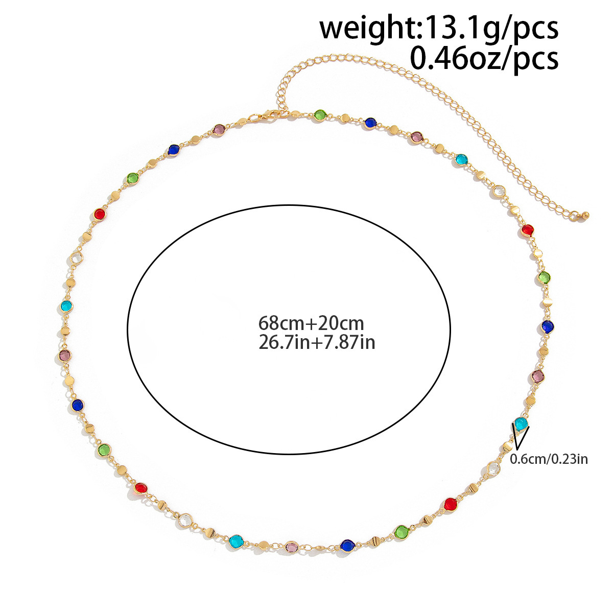 Image of 1pc Bohemian Style Colorful Beaded Body Chain, Alloy Waist Chain, Versatile For Party, Vacation, Photography, Gift, Daily Wear