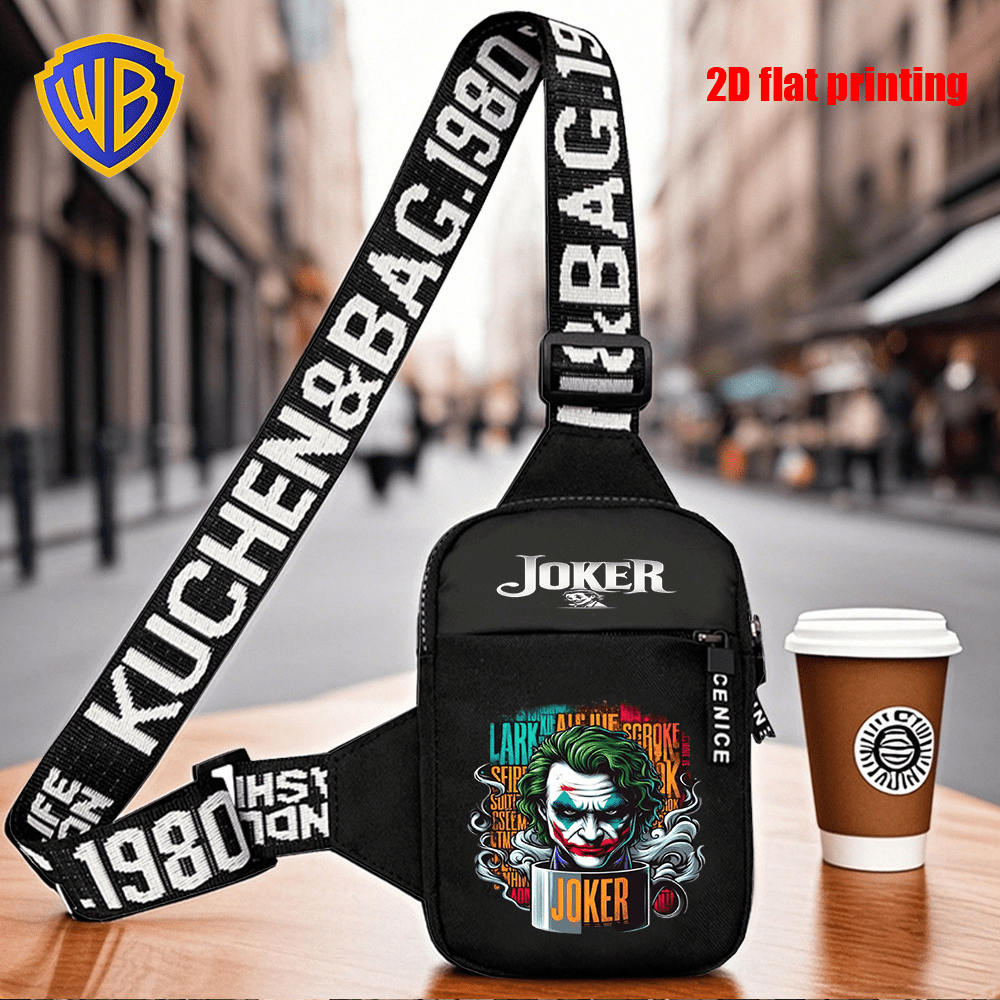 TEMU 1pc Wb Warner Joker Branding Sling Bag For - Adjustable Crossbody Belt Bag With. Print, Lightweight Nylon Chest Bag Suitable For Daily , School,