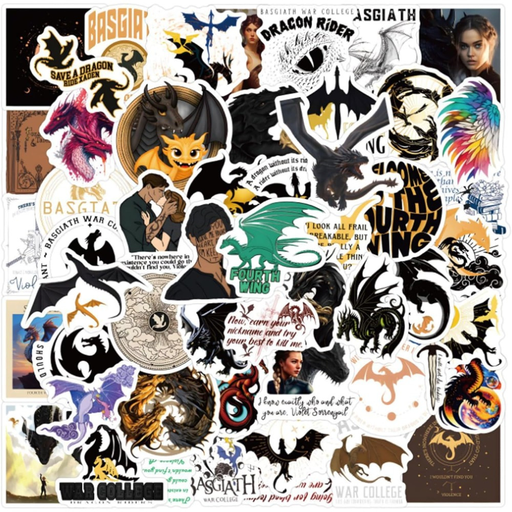 

120pcs Dragon Knight Sticker Set - Pvc, Laptops & Water Bottles, Fourth Wing, X148149