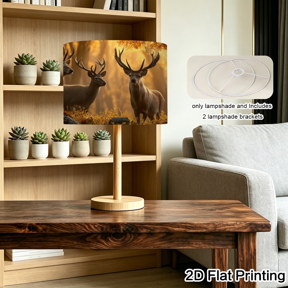 TEMU (2d Flat) 1pc Autumn Forest Lampshade, Elegant Fabric Lampshade, Sturdy And Durable, Ideal For Bedroom Bedside Lamps And Desktop Table Lamps To