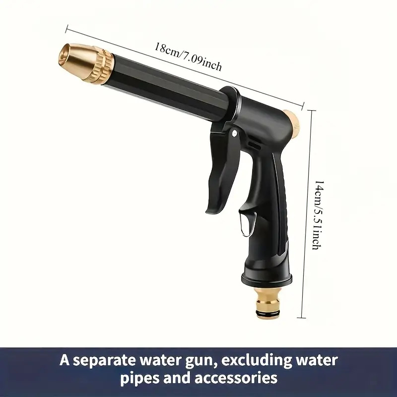 TEMU High-pressure Car Wash Gun With Long Nozzle Suitable For 30 Households- Durable Plastic Body, Powerful Spray. Suitable For Cars, Rvs, Garden