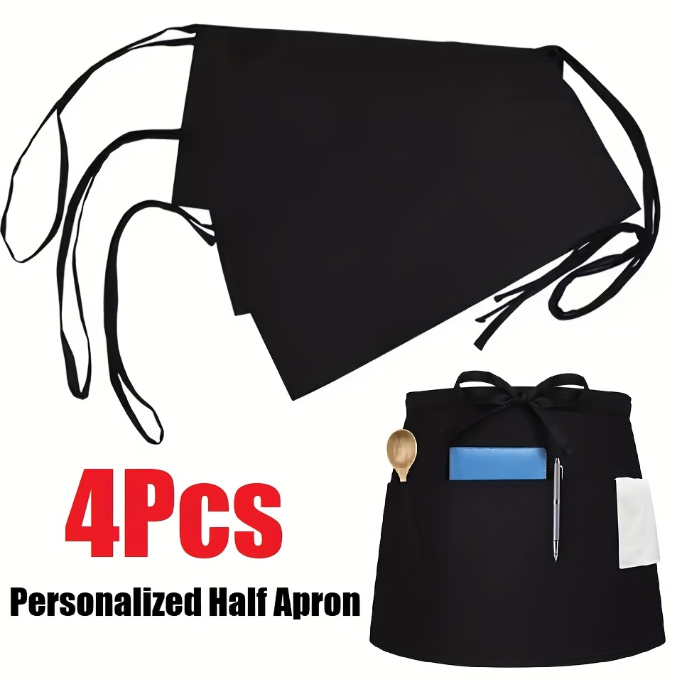 TEMU 4 Customizable Half-cover Styles With Adjustable Belts, Suitable For Restaurants, Cafes, Hotels, And Shops- Side Printed With Logos, Cafe