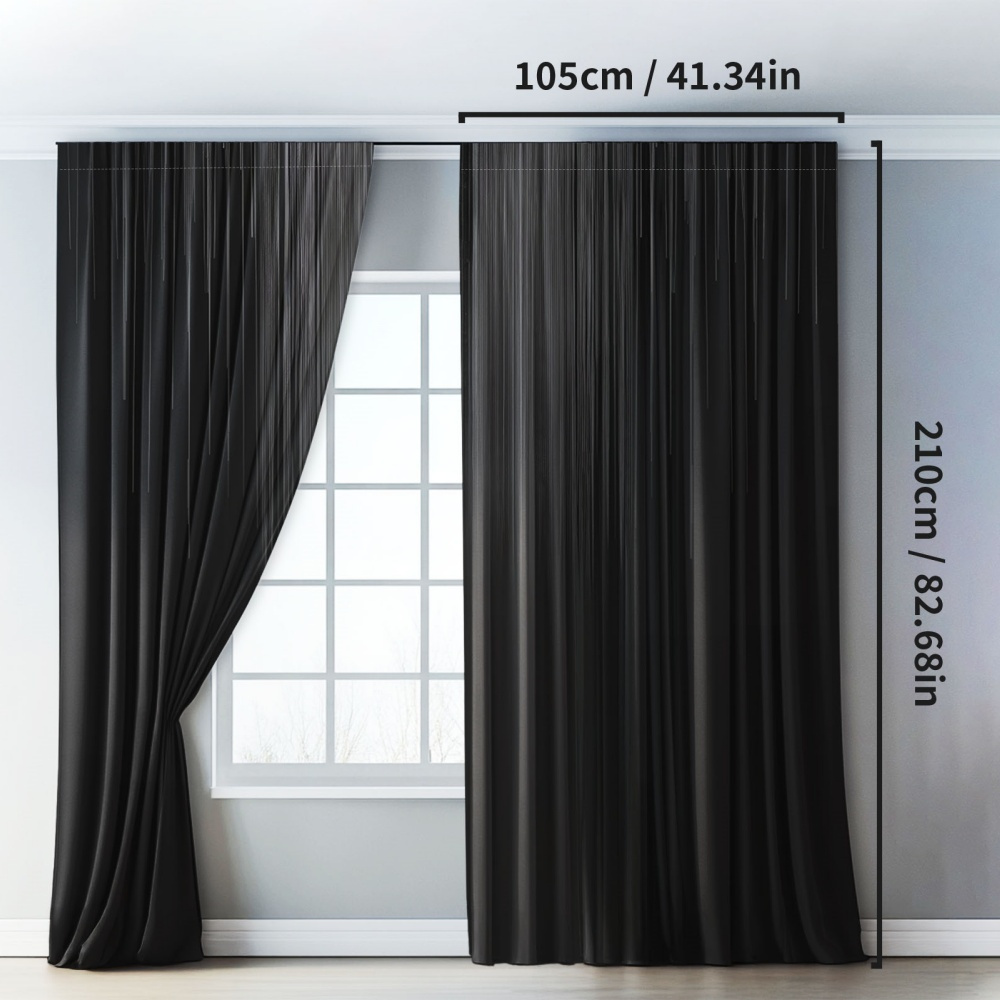 TEMU 2pcs Window Curtains - Semi- Filtering Window Drapes, Modern Minimalist Window Treatments For Living Room & Bedroom, Machine Washable Polyester